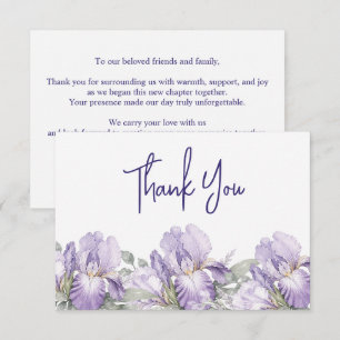 Romantic Watercolor Iris Garden Wedding Wedding Thank You Card