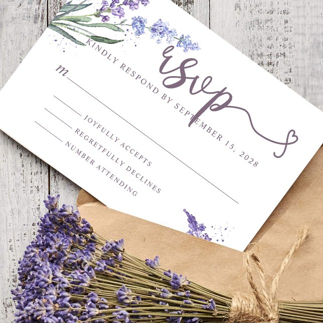 Romantic Watercolor Lavender Floral RSVP Card (Creator Uploaded)