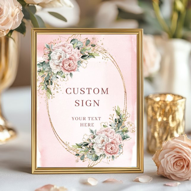 Romantic Watercolor Light Pink Eucalyptus Custom S Poster (Romantic Watercolor Light Pink Eucalyptus Custom Sign)