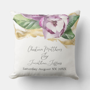 Romantic Watercolor Magnolia Cushion