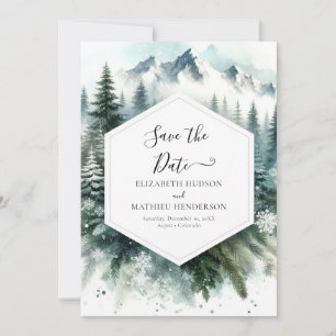Romantic Watercolor Mountain Wedding Save The Date