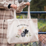 Romantic Watercolor Navy Florals Bridesmaid Tote Bag<br><div class="desc">Romantic Watercolor Navy Florals Wedding Folded Thank You Card

#hand painted floral
#romantic botanical
#floral wedding invitations
#spring wedding
#elegant
#formal wedding
#wedding
#elegant wedding
#romantic wedding</div>
