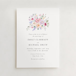 Romantic Watercolor Pastel Floral Wedding Invitati Invitation