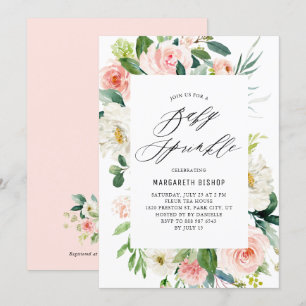 Romantic Watercolor Peach Florals Baby Sprinkle Invitation