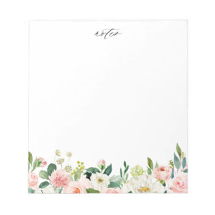 Romantic Watercolor Peach Florals Notepad