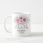 Romantic Watercolor Pink Florals Mr & Mrs Wedding  Coffee Mug<br><div class="desc">For wedding</div>