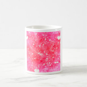 Romantic Watercolor Pink Hearts & Arrows Pattern Coffee Mug