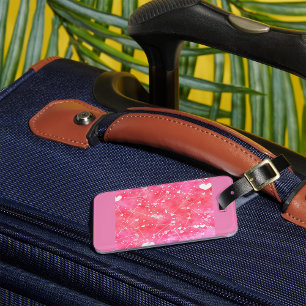 Romantic Watercolor Pink Hearts & Arrows Pattern  Luggage Tag