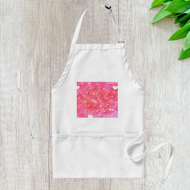 Romantic Watercolor Pink Hearts & Arrows Pattern  Standard Apron (Creator Uploaded)