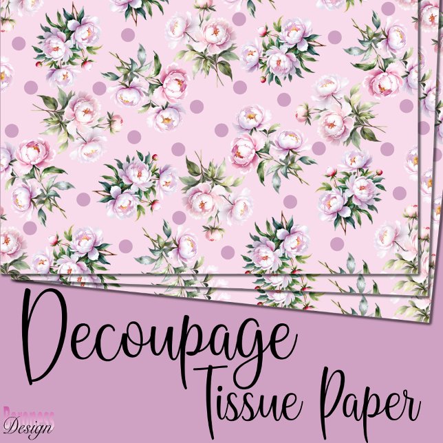 Romantic Watercolor Pink Peonies dots pattern Tissue Paper (Creator Uploaded)