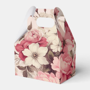 Romantic Watercolor Pink Roses & Apple Blossoms Favour Box