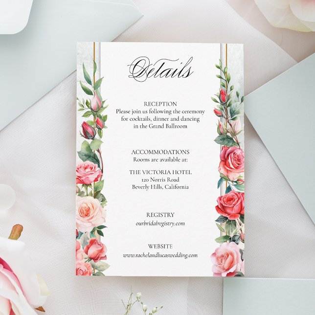 Romantic Watercolor Pink Roses & Calligraphy Enclosure Card (Creator Uploaded)