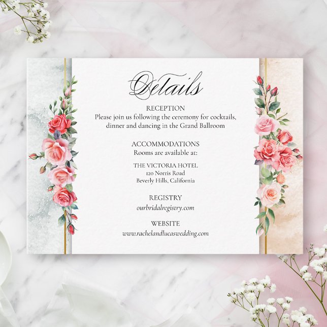 Romantic Watercolor Pink Roses & Calligraphy Enclosure Card (Creator Uploaded)