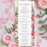 Romantic Watercolor Pink Roses & Calligraphy Programme<br><div class="desc">Lovely columns of elegant watercolor blush pink roses and green foliage on a subtle pastel watercolor background and centre label with gold borders. Features calligraphy text graphic in custom script font (or delete and customise in the design editor) with editable text fields for your ceremony details and wedding participants.</div>