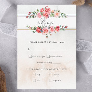 Romantic Watercolor Pink Roses & Calligraphy RSVP Card