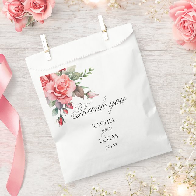 Romantic Watercolor Pink Roses Favour Bags (Creator Uploaded)