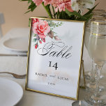Romantic Watercolor Pink Roses Table Number<br><div class="desc">Lovely cluster of elegant watercolor blush pink roses and foliage on a subtle pastel watercolor background. Features "Table" text graphic in custom script font (or delete and customise in the design editor) with editable text fields.</div>
