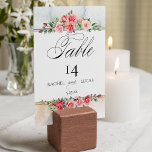 Romantic Watercolor Pink Roses Table Number<br><div class="desc">Lovely clusters of elegant watercolor blush pink roses and foliage on a subtle pastel watercolor background,  gold-bordered label and editable text fields. Features "Table" text graphic in custom script font (or delete and customise in the design editor).</div>