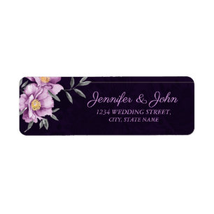 Romantic Watercolor Purple Peony Wedding Address