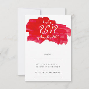 Romantic Watercolor Red RSVP card