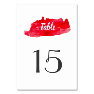 Romantic Watercolor Red Table Number Card