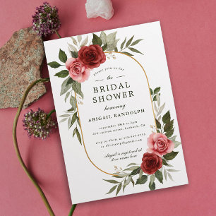Romantic Watercolor Roses Bridal Shower Invitation
