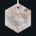 Romantic Watercolor Roses on Pearl Wedding Glass Tree Decoration<br><div class="desc">This wedding keepsake ornament has a glamourous vintage fairy tale theme. The background is a white pearl style pattern with watercolor roses with glitter accents.  Romantic blush coloured roses are pictured with ink patterns and glam faux gold glitter accents. String lights accent the flowers at the top.</div>