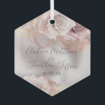Romantic Watercolor Roses on Pearl Wedding Glass Tree Decoration<br><div class="desc">This wedding keepsake ornament has a glamourous vintage fairy tale theme. The background is a white pearl style pattern with watercolor roses with glitter accents.  Romantic blush coloured roses are pictured with ink patterns and glam faux gold glitter accents. String lights accent the flowers at the top.</div>
