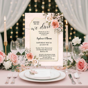 Romantic Watercolor Roses Rehearsal Dinner Invitation