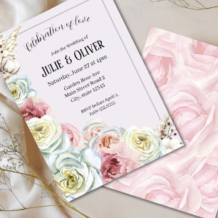 Romantic Watercolor roses Wedding Invitation
