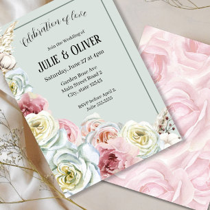 Romantic Watercolor roses Wedding Invitation