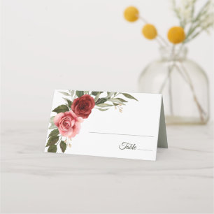 Romantic Watercolor Roses Wedding Place Card