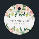 Romantic Watercolor Spring Bloom Wedding Thank You Favour Tags<br><div class="desc">Romantic Watercolor Spring Bloom Wedding  Thank You Favour Tags | Feminine and romantic thank you favour tag featuring watercolor pink and white flowers and greenery bouquets. The floral thank you favour tag is fully customisable for any event. Perfect as a finishing touch to cards and party favours.</div>