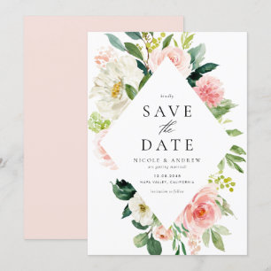 Romantic Watercolor Spring Blooms Save The Date