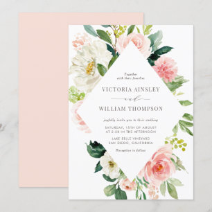 Romantic Watercolor Spring Blooms Wedding Invitation