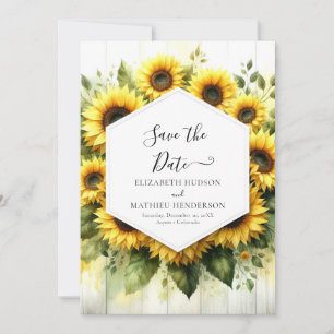 Romantic Watercolor Sunflower Wedding Save The Date