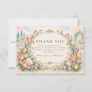 Romantic Watercolor Tulip Wedding Thank You Card