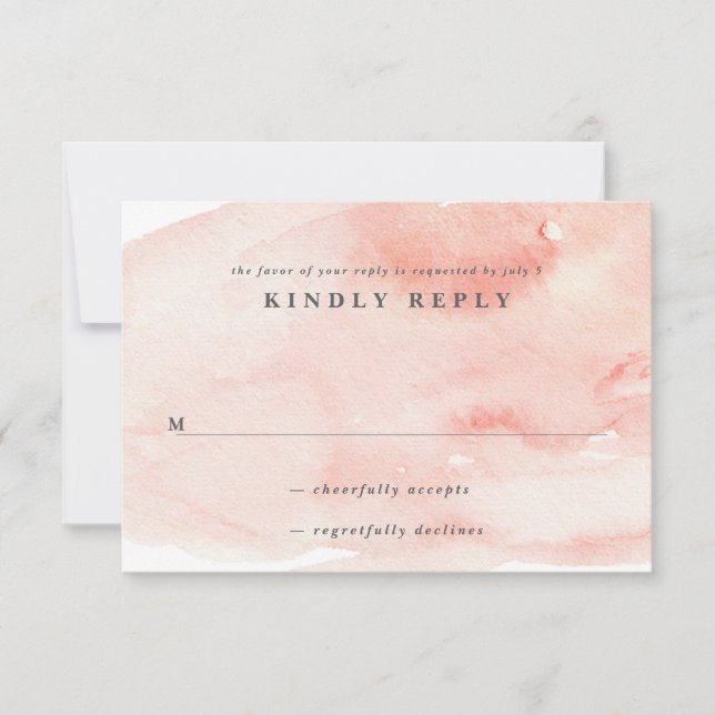 Romantic Watercolor Wedding Invitation Reply Card (Front)