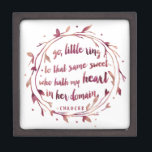 Romantic Watercolor Wedding Ring Bearer Box<br><div class="desc">"Go, little ring, to that same sweet who hath my heart in her domain." This beautiful ring box features the romantic quote from Chaucer in berry watercolor brushstroke font. Sweet alternative to a ring pillow and makes a lovely keepsake for the bride. Box measures 3x3. Shop matching Marsala wedding and...</div>