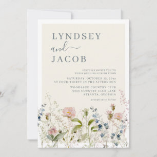 Romantic Watercolor Wildflower Floral Wedding Invitation