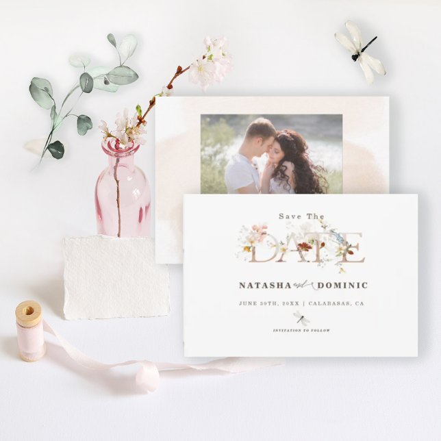 Romantic Watercolor Wildflower Garden Photo  Save The Date (Creator Uploaded)