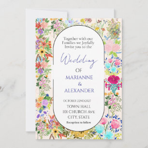 Romantic Watercolor Wildflower Wedding Invitation