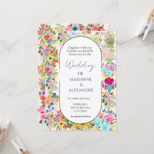 Romantic Watercolor Wildflower Wedding Invitation