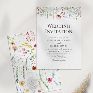 Romantic Watercolor Wildflowers Wedding Invitation