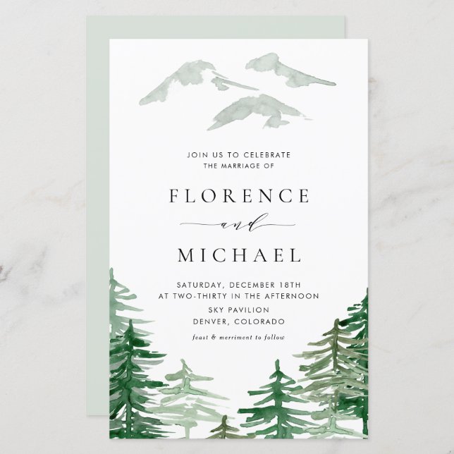 Romantic Watercolor Woodland Wedding (Front/Back)