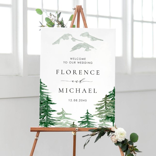 Romantic Watercolor Woodland Wedding Welcome Poster (Creator Uploaded)