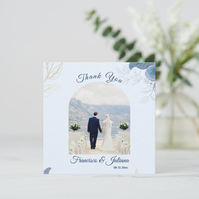 Romantic Waterfront Wedding Thank You Card (Standing Front)