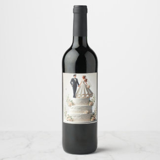 Romantic wedding cake Food and Beverage Label Set
