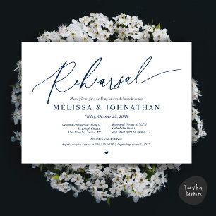 Romantic Wedding Ceremony and Dinner Rehearsal Invitation