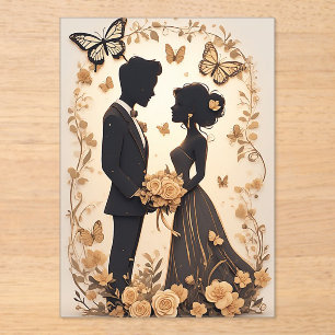 Romantic Wedding Couple in Elegant Gown Acrylic Invitations